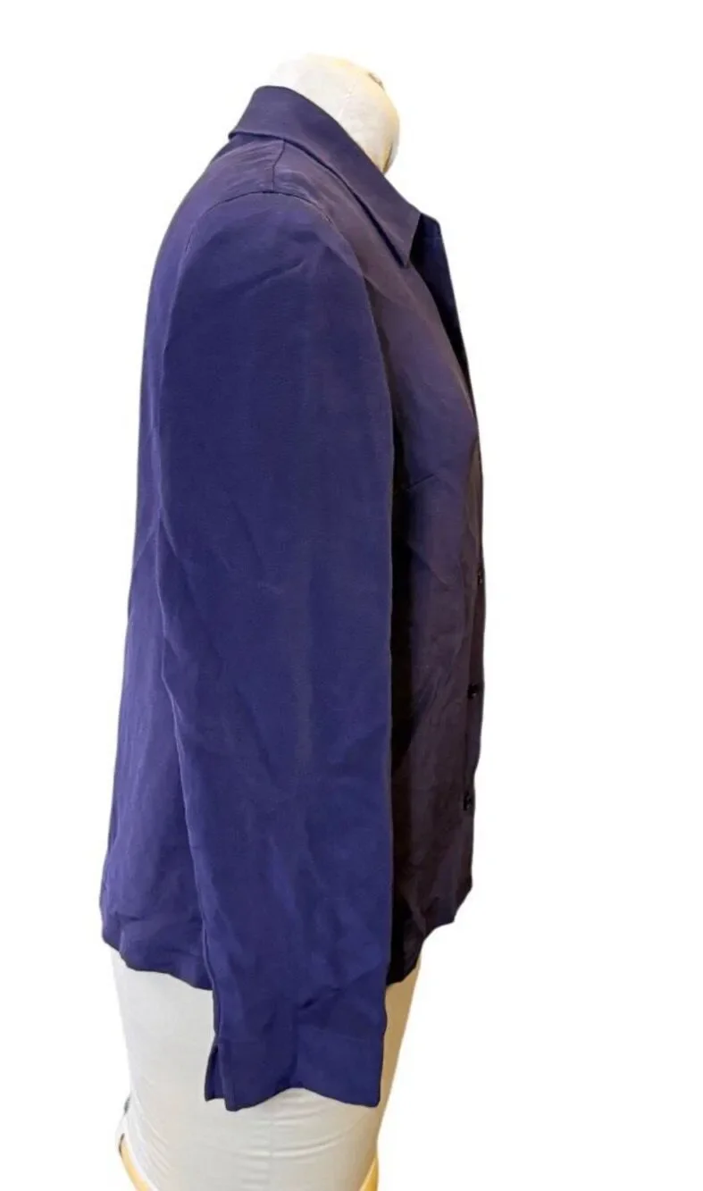 Talbots Pure Silk Blouse Deep Purple Button Front Sz. 8 Old Money Career